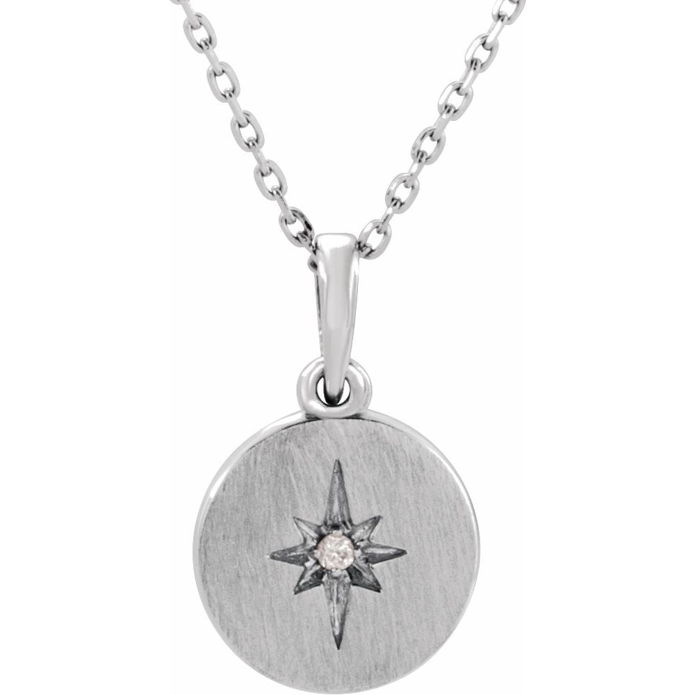 Diamond Accented Star Necklace in 14K Gold with Natural Diamond - Adjustable Chain