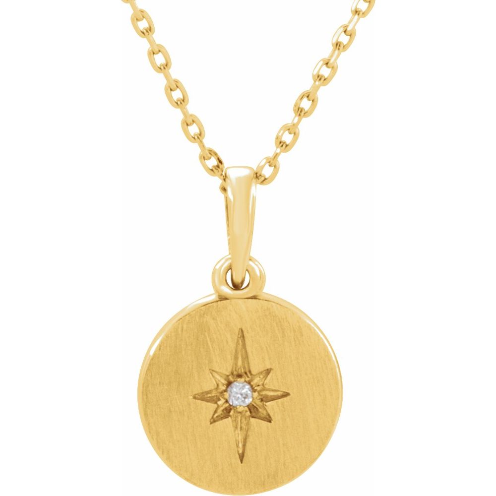 Diamond Accented Star Necklace in 14K Gold with Natural Diamond - Adjustable Chain