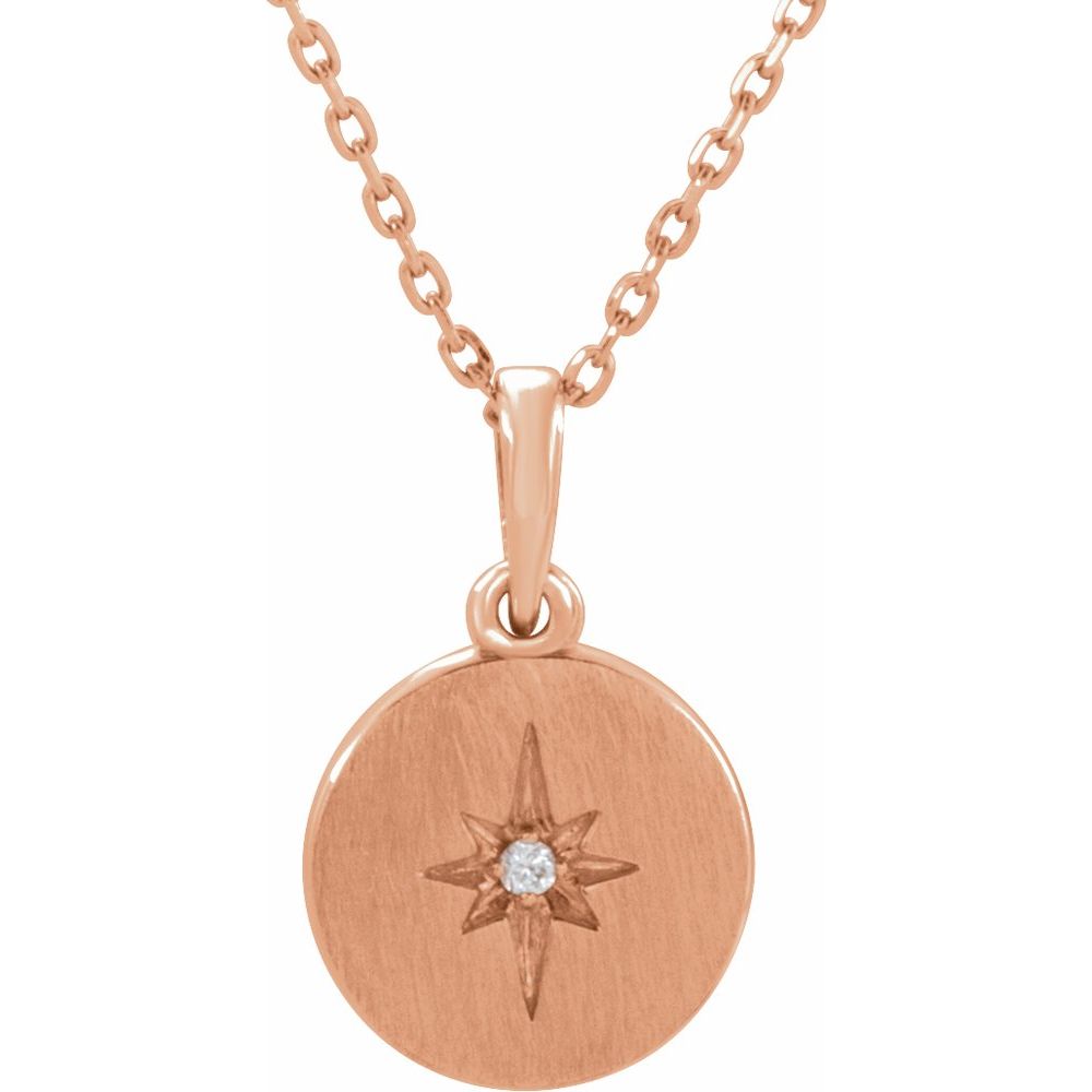 Diamond Accented Star Necklace in 14K Gold with Natural Diamond - Adjustable Chain