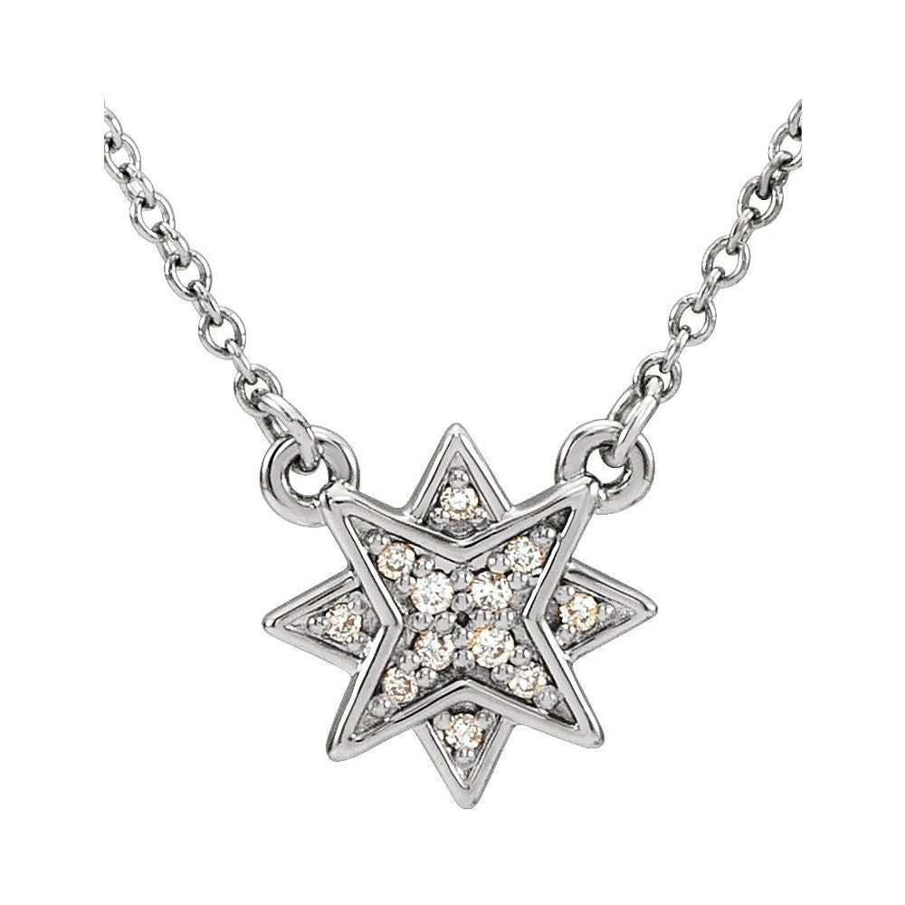 Diamond Star Necklace in 14K Solid Gold - 0.04 CTW Natural Diamonds