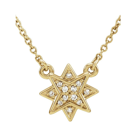 Diamond Star Necklace in 14K Solid Gold - 0.04 CTW Natural Diamonds