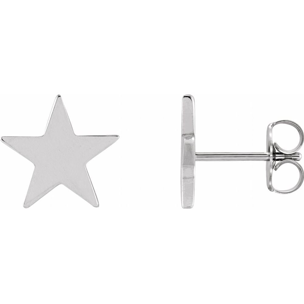 Star Stud Earrings in 14K Gold - Friction Backs, 6.2 mm