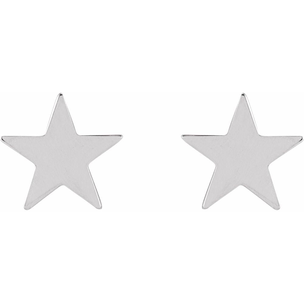 Star Stud Earrings in 14K Gold - Friction Backs, 6.2 mm