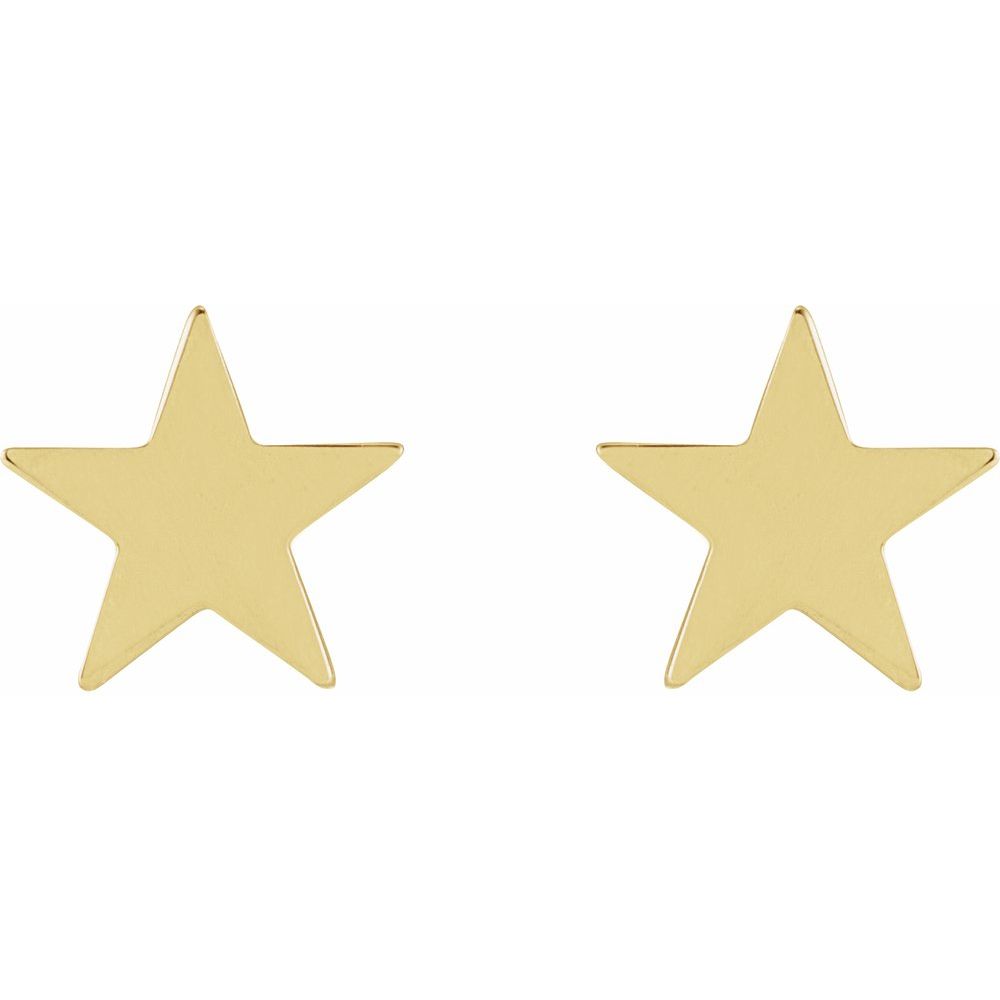 Star Stud Earrings in 14K Gold - Friction Backs, 6.2 mm