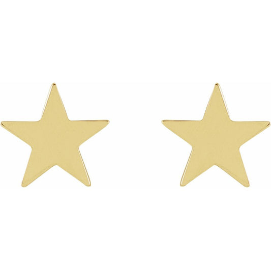 Star Stud Earrings in 14K Gold - Friction Backs, 6.2 mm