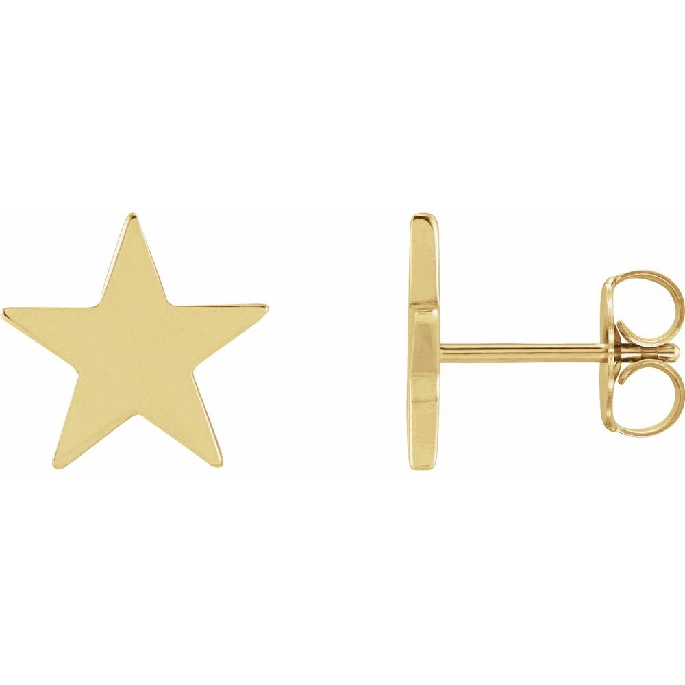 Star Stud Earrings in 14K Gold - Friction Backs, 6.2 mm