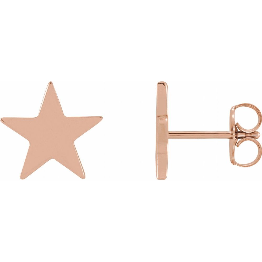 Star Stud Earrings in 14K Gold - Friction Backs, 6.2 mm