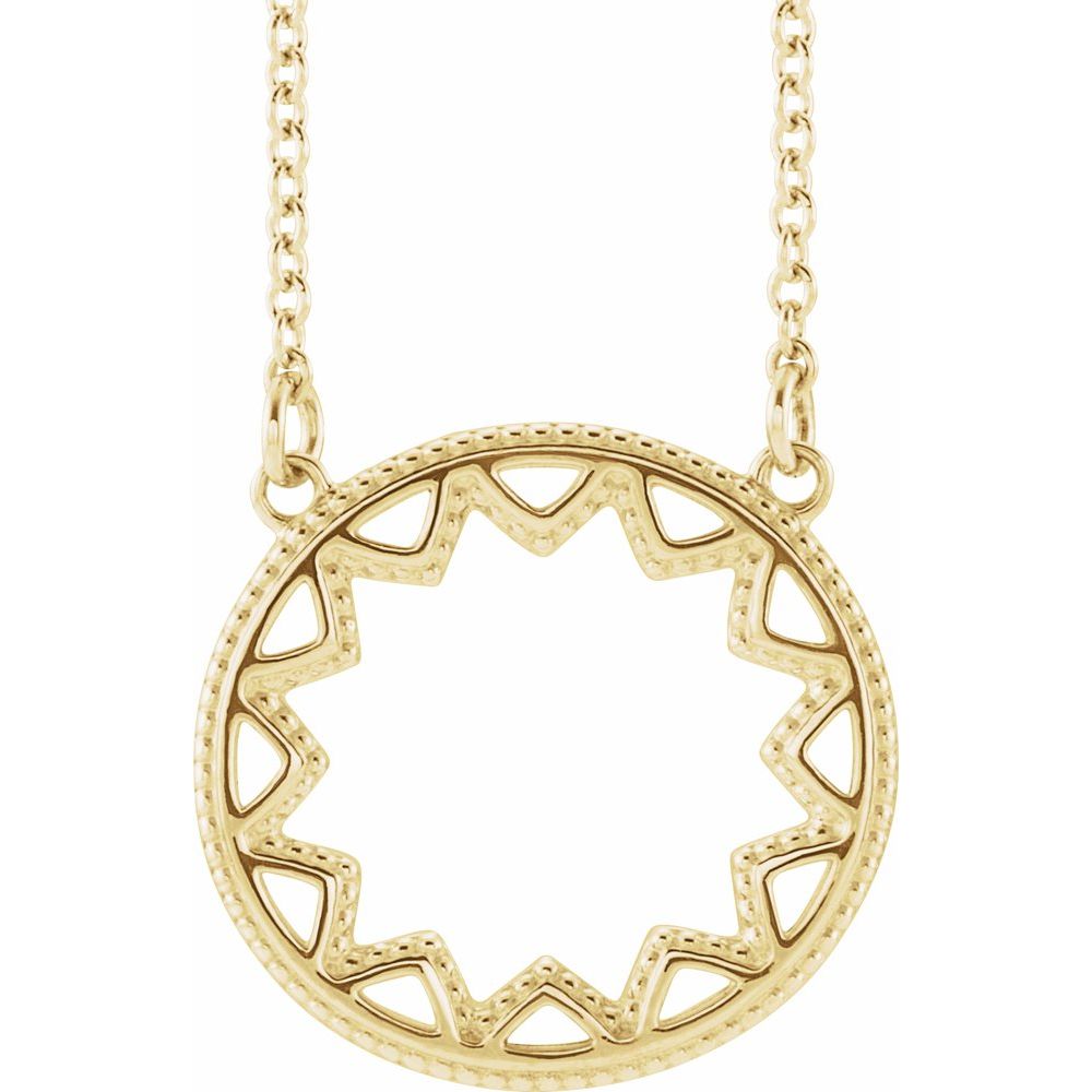 Milgrain Sun Necklace in 14K Gold