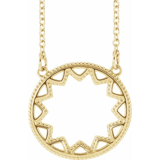 Milgrain Sun Necklace in 14K Gold