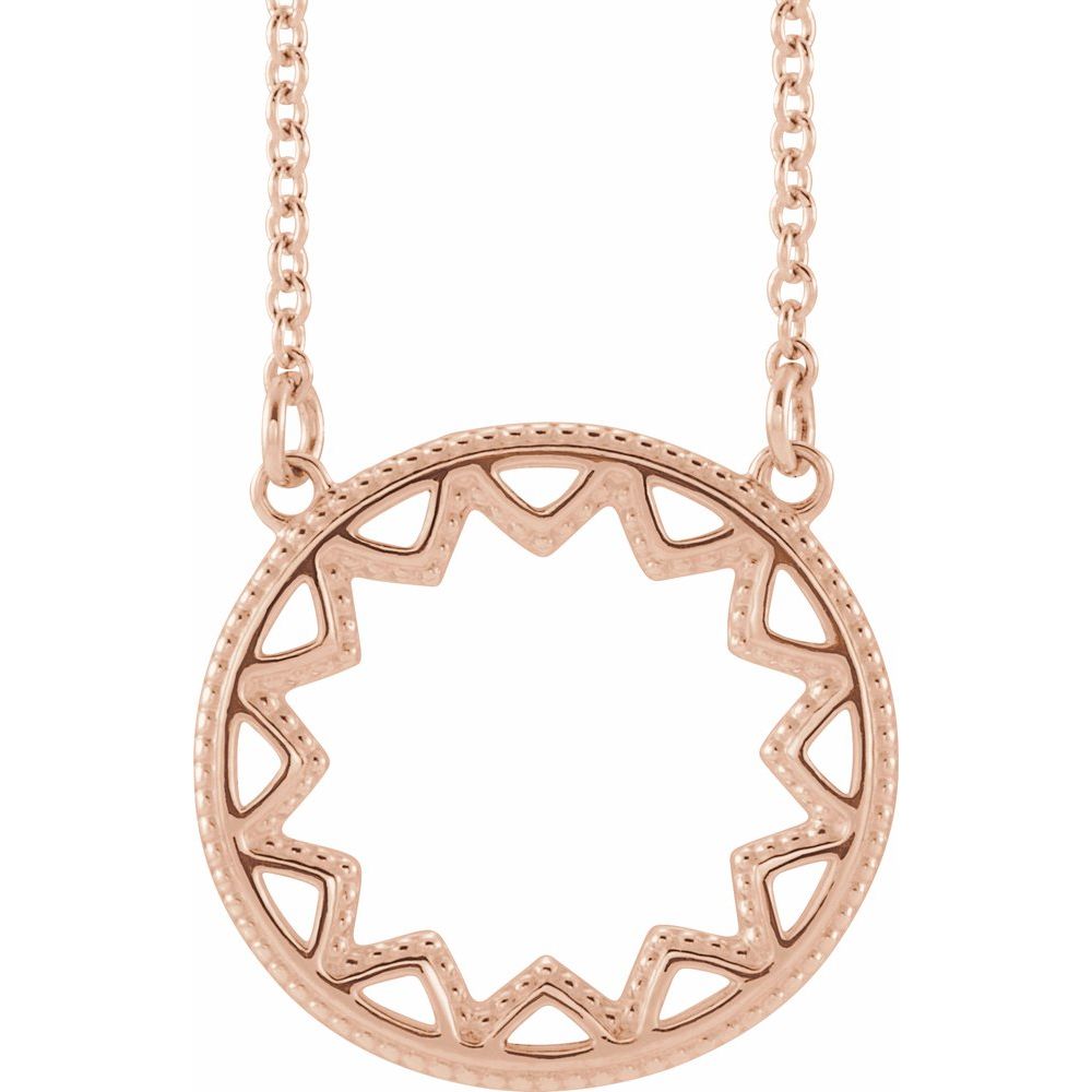 Milgrain Sun Necklace in 14K Gold