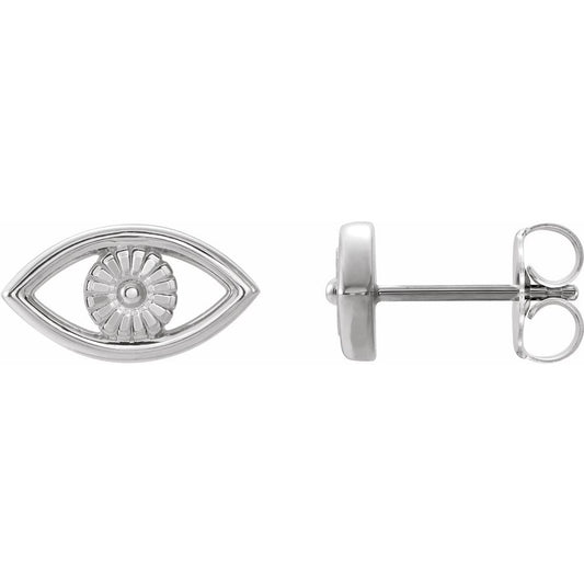 Sterling Silver Evil Eye Stud Earrings