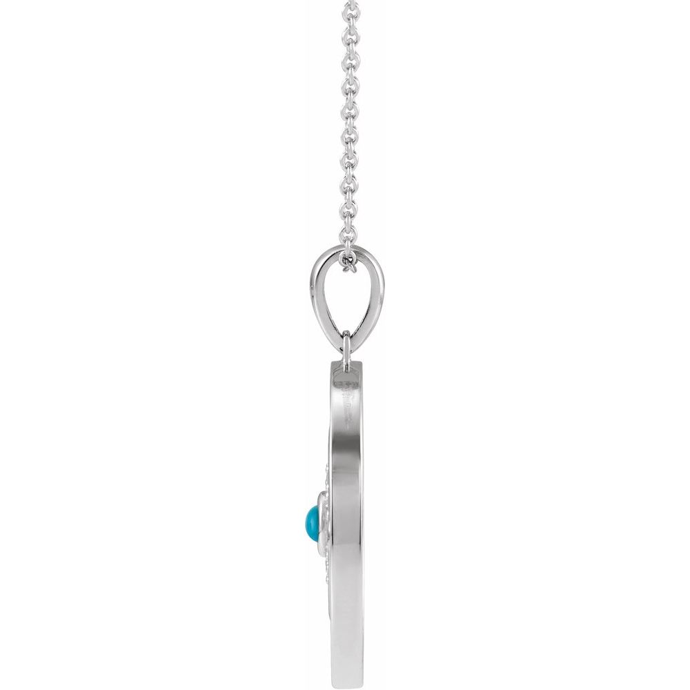 Sterling Silver Turquoise and Diamond Evil Eye Necklace