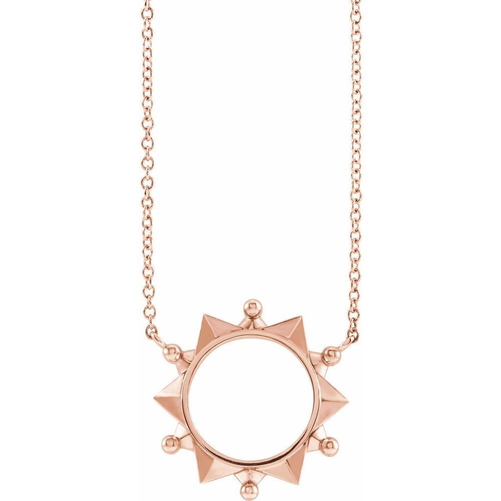 Geometric Sun Necklace in 14K Gold - 18 Inch Cable Chain