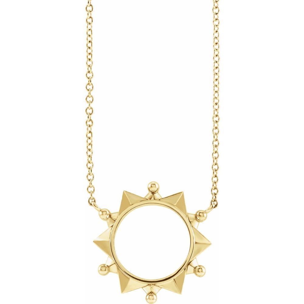 Geometric Sun Necklace in 14K Gold - 18 Inch Cable Chain