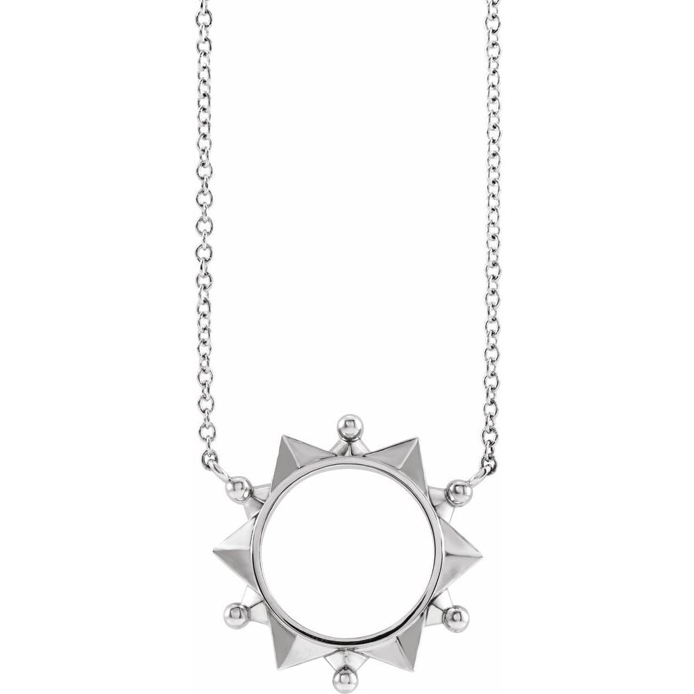 Geometric Sun Necklace in 14K Gold - 18 Inch Cable Chain