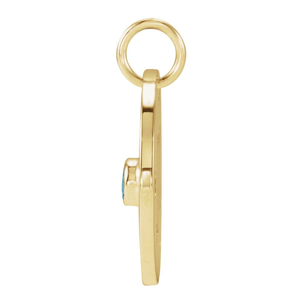 Scorpio Zodiac Disc Necklace with Natural Blue Zircon in 14K Gold