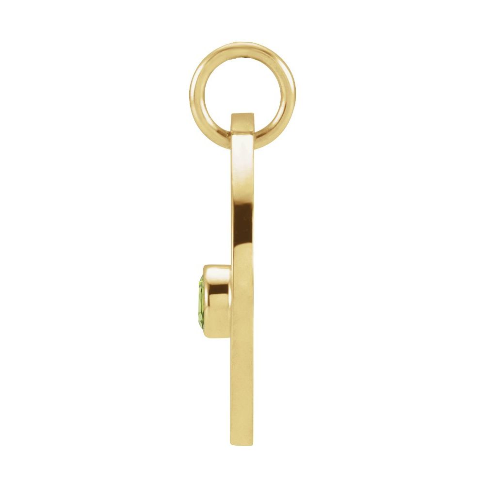 Gemini Zodiac Disc Necklace with Natural Peridot in 14K Gold