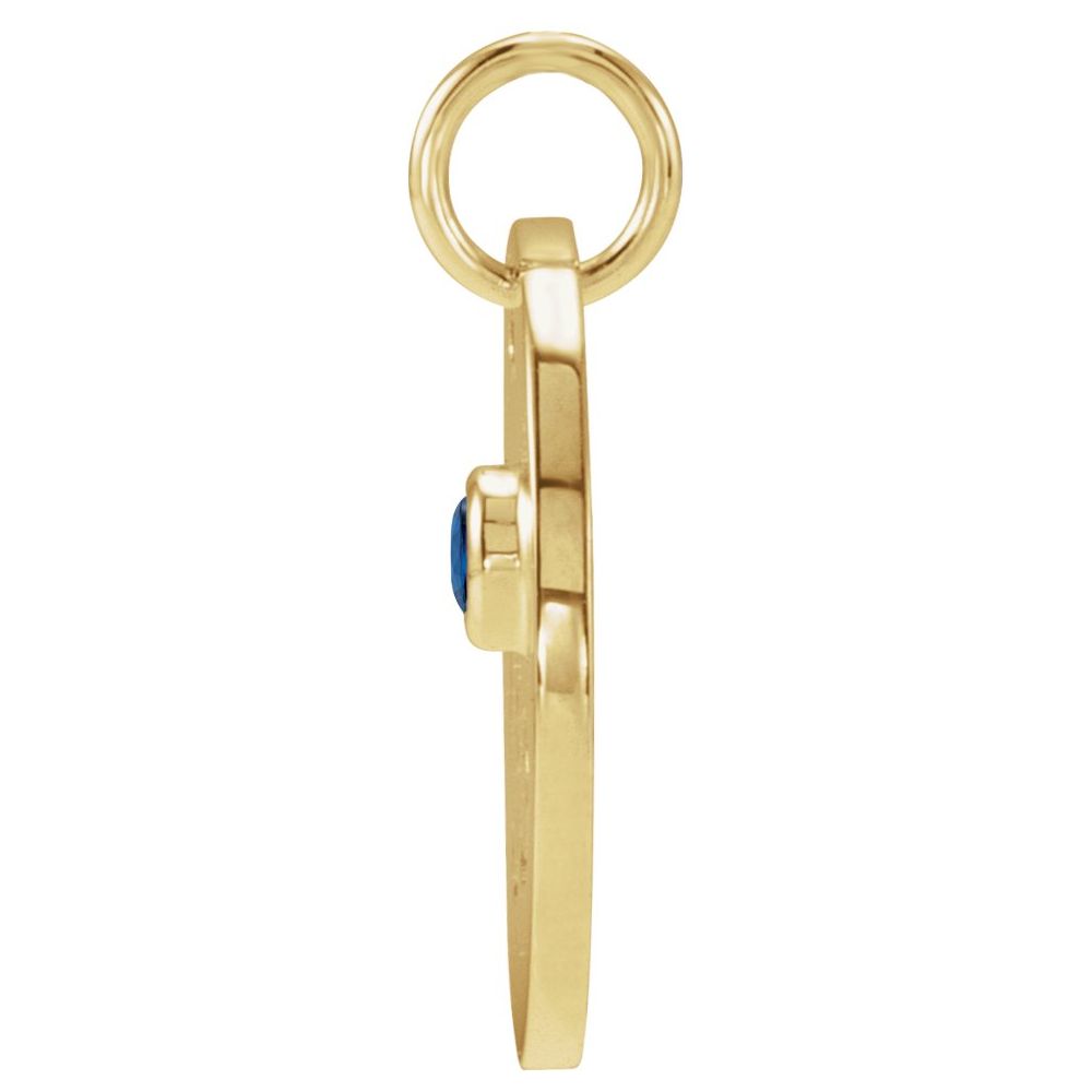 Capricorn Zodiac Disc Necklace with Natural Blue Sapphire in 14K Gold