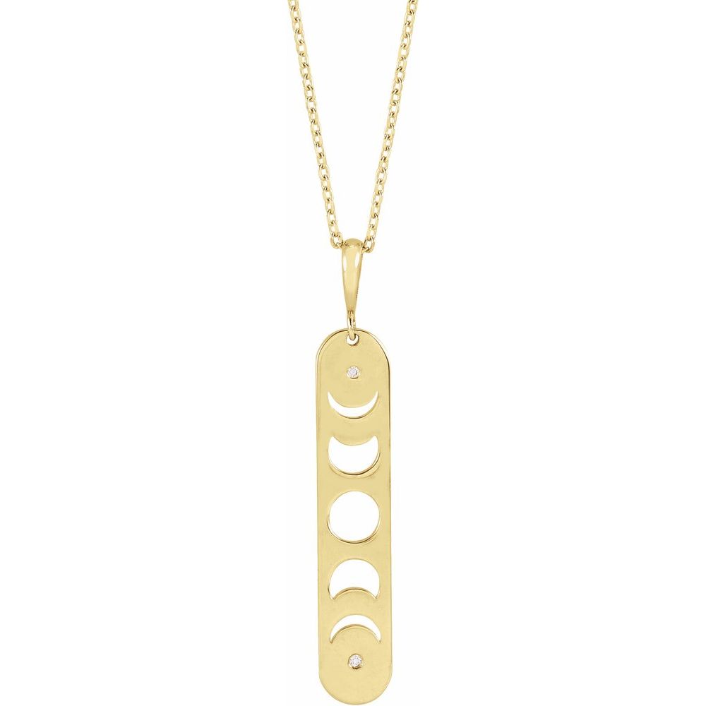 Diamond Moon Phase Bar Necklace in 14K Gold