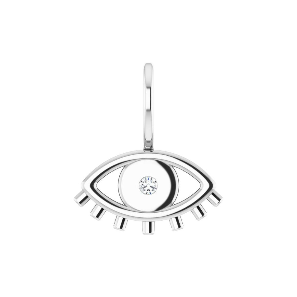 Diamond Evil Eye Charm - Sterling Silver Protective Pendant