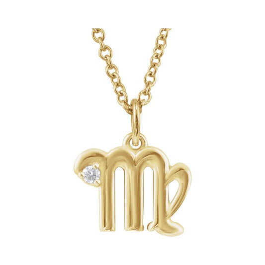 Diamond Virgo Zodiac Necklace 14K Yellow Gold