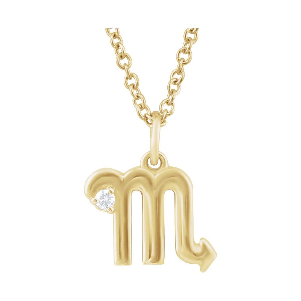 Scorpio Zodiac Necklace with .015 CT Natural Diamond in 14K Solid Gold