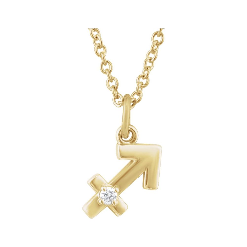 Sagittarius Zodiac Necklace in 14K Solid Gold with Natural Diamond – Adjustable 16-18''