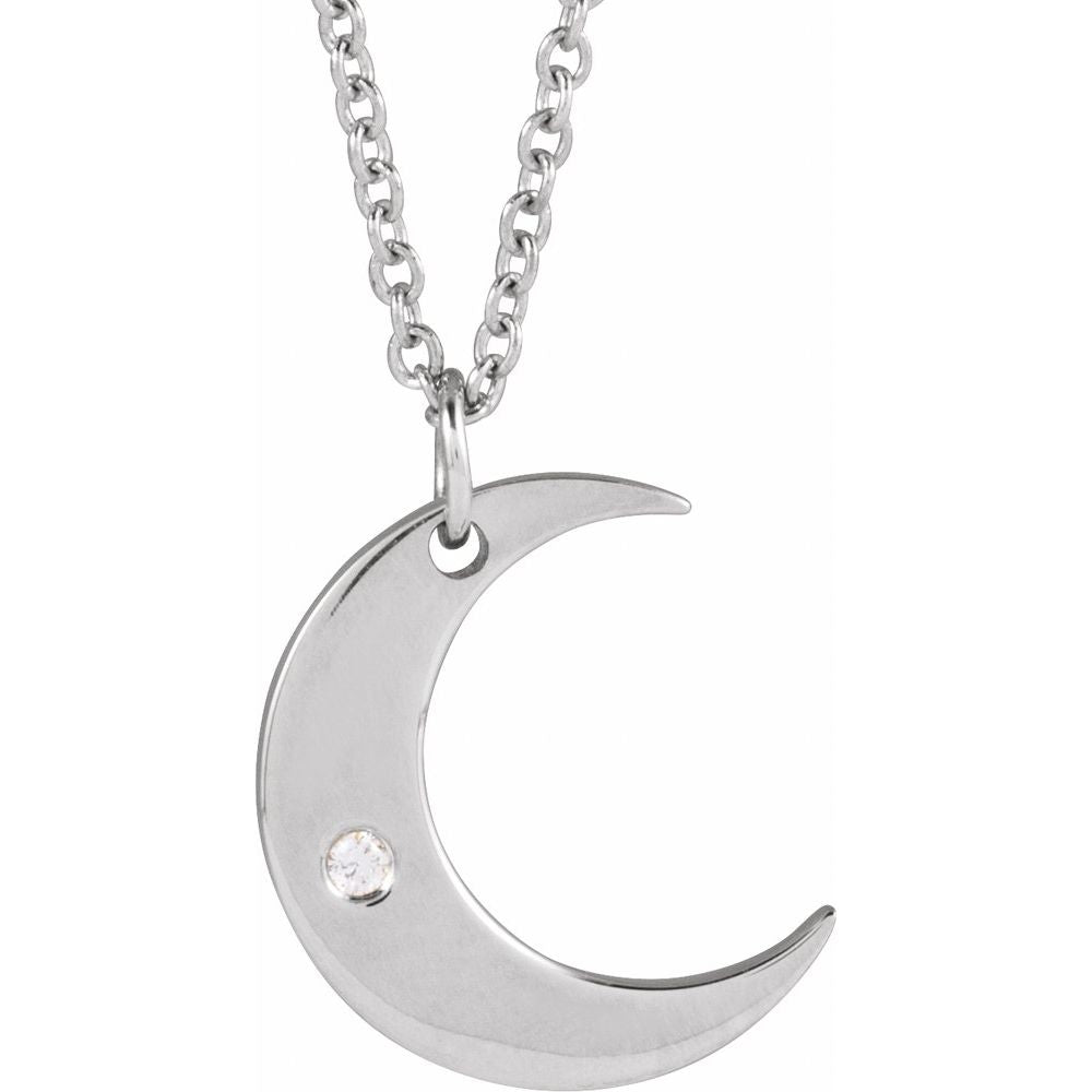 Diamond Crescent Moon Necklace in 14K Gold