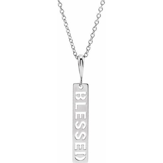 Sterling Silver Blessed Bar 16-18" Necklace