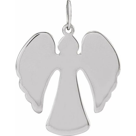 Sterling Silver 21.63x16.4 mm Angel Pendant