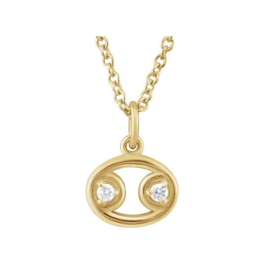 Cancer Zodiac Necklace with Natural Diamonds – 14K Solid Gold, 16-18''